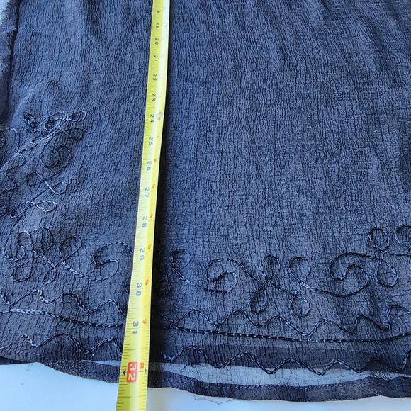 I.G. Sport Black Airy Sheer Polyester Gauze Tunic Top Embroidery Blouse India XL - Picture 9 of 11